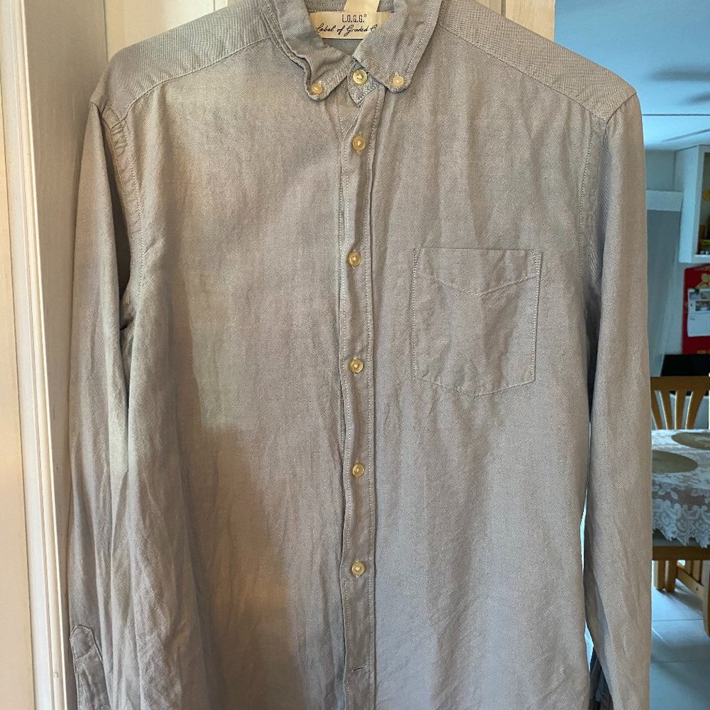 H&M Men's Blue Long Sleeve Button Down Shirt